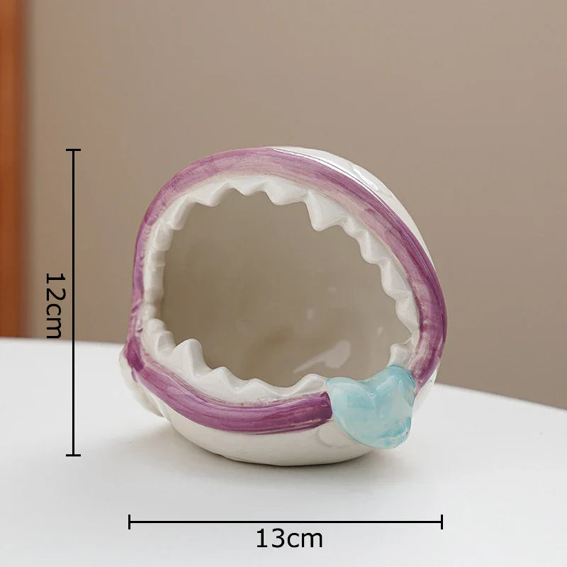 Afralia™ Man-eating Flower Ceramic Ashtray - Fun Office Desktop Ash Tray Gift