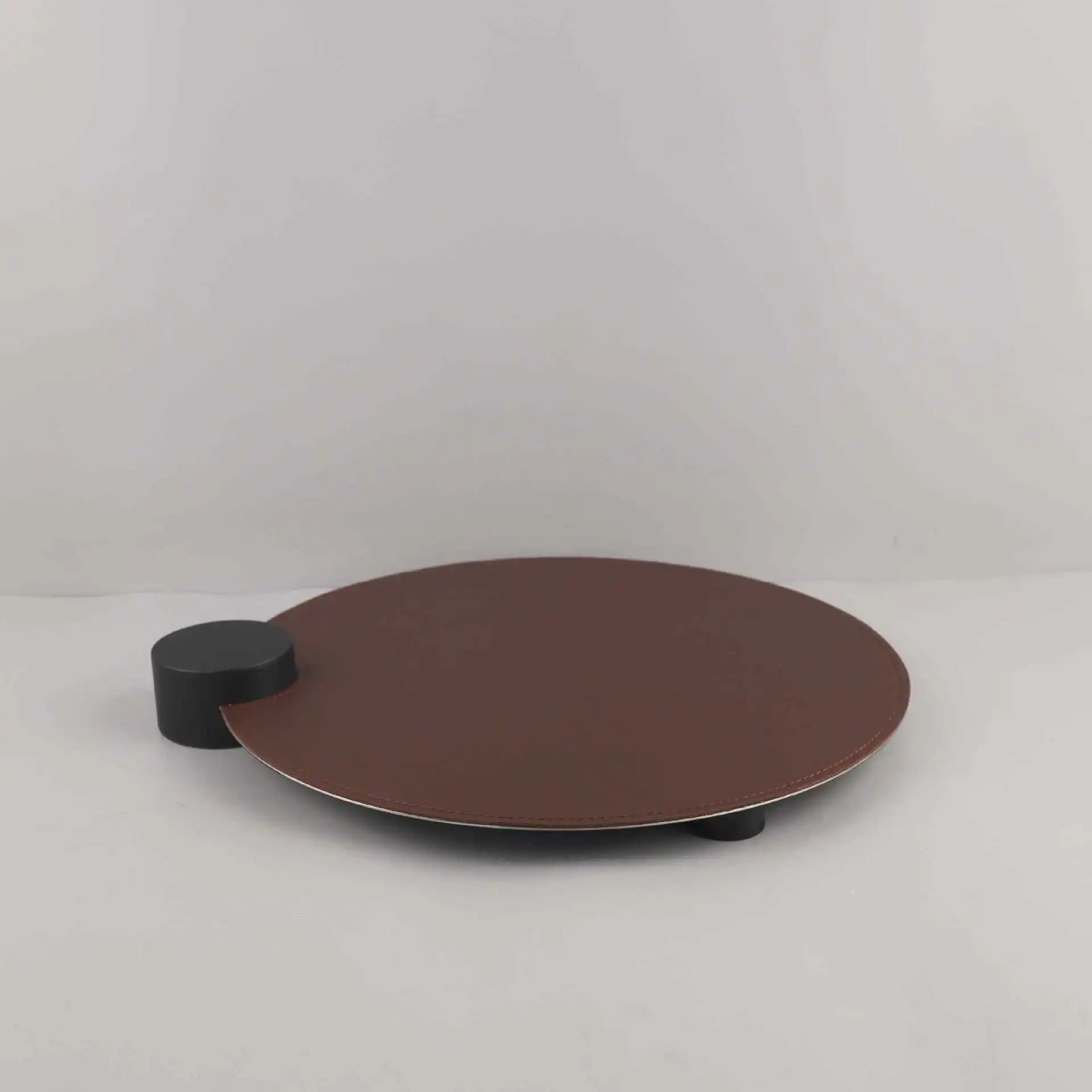 Afralia™ Modern Oval Stainless Steel Leather Tray for Home Decor