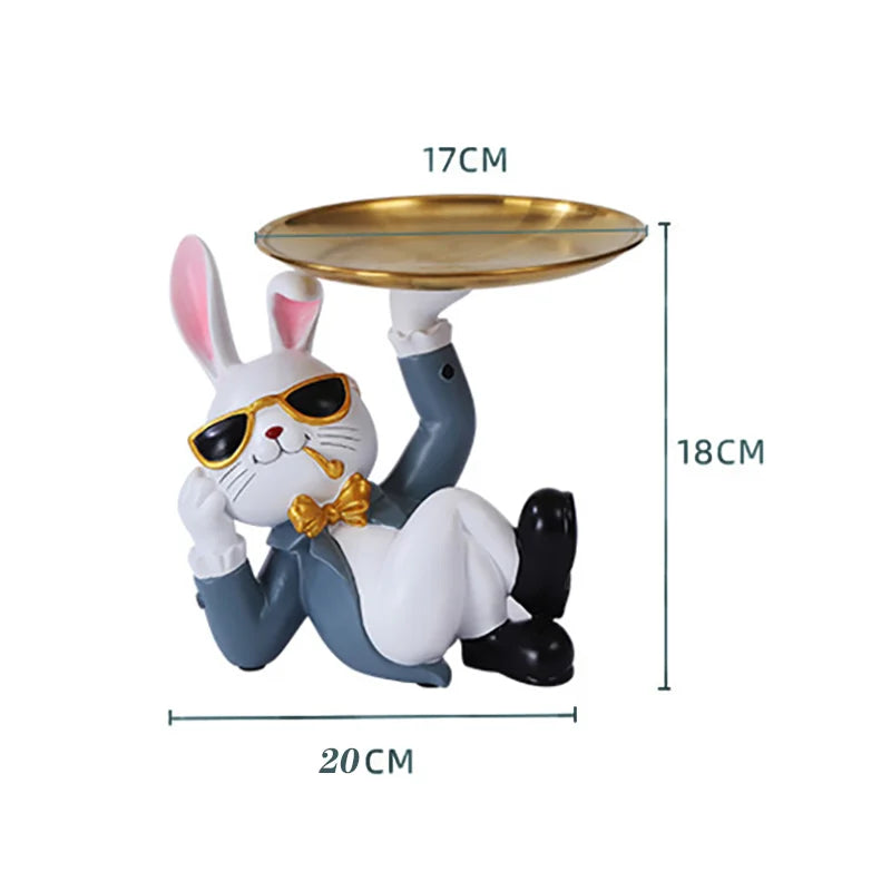 Afralia™ Resin Rabbit Sculpture: Bunny Storage Box & Key Holder Home Decor