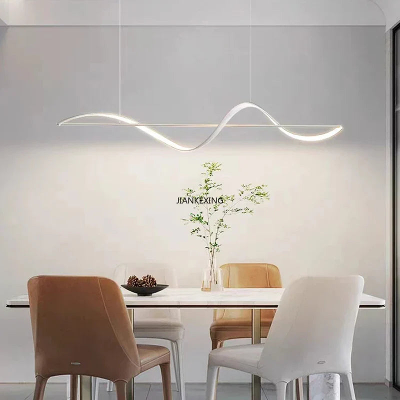 Afralia™ Minimalist Strip LED Pendant Lights for Living Room Dining Room Kitchen Decor