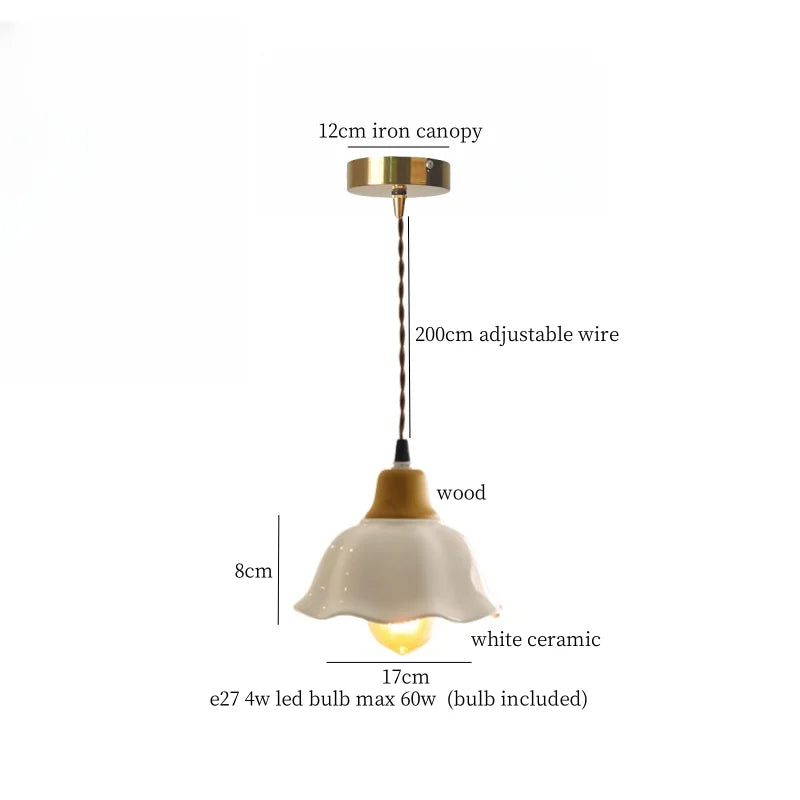 Afralia™ French Minimalism Ceramic LED Pendant Light for Home Decor