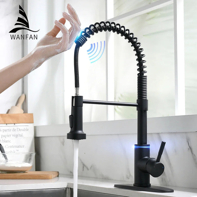 Afralia™ Smart Sensor LED Touch Kitchen Faucet Rotate Sink Mixer Tap WF-1066