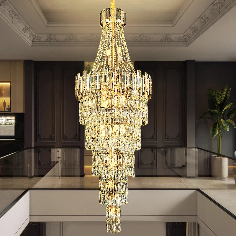 Afralia™ Crystal Chandelier Staircase Light LED Luxury Decoration