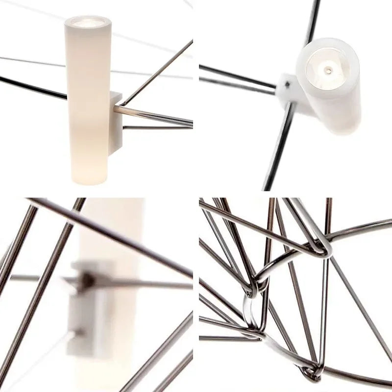 Afralia™ Luxe Iron Wire Round LED Chandelier for Living & Dining Room