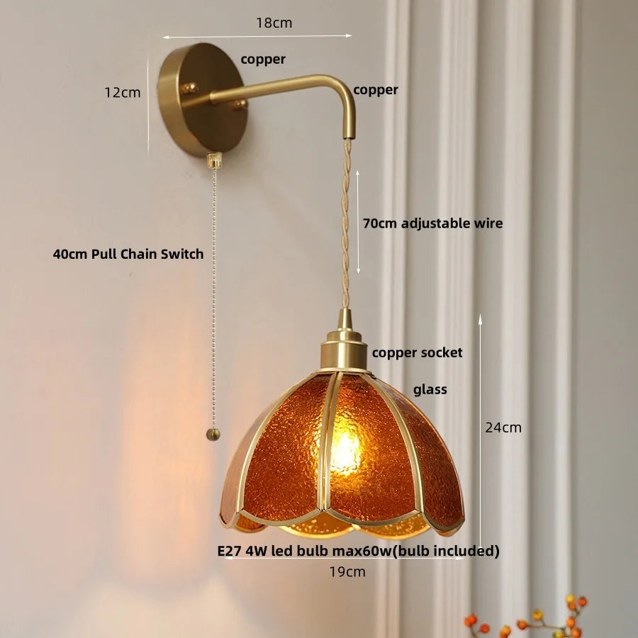 Afralia™ Tiffany Style Handcrafted Glass LED Wall Sconce Hallway Bedside Lamp