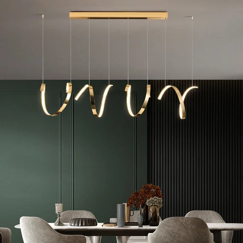 Afralia™ Gold Irregular LED Pendant Lights for Modern Living & Dining Room Lighting