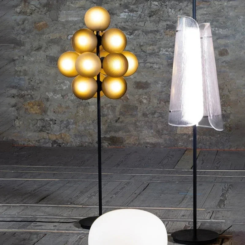 Afralia™ Bubble Glass LED Floor & Table Lamp Set for Modern Living Room & Bedroom