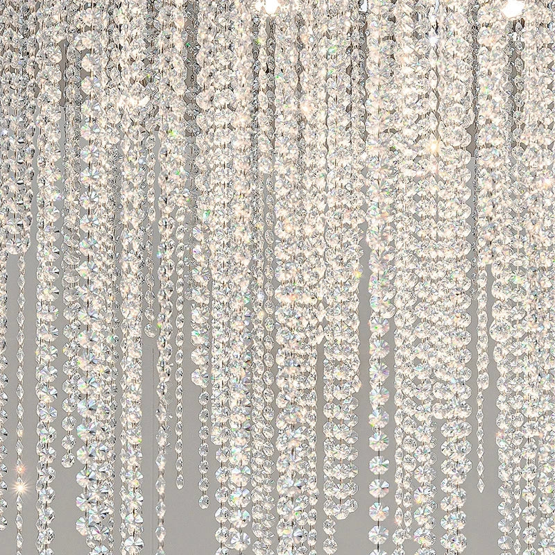 Afralia™ Luxe Crystal Beading Chandelier - Dimmable LED Gold Ceiling Light, Bedroom & Living Room Luxury Décor