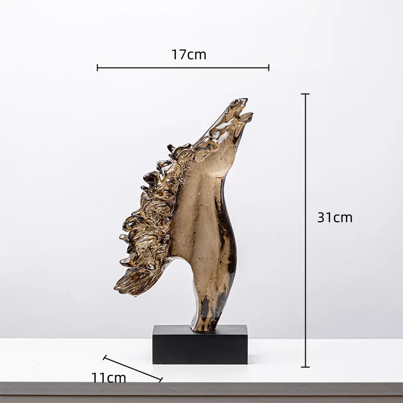 Afralia™ Horse Head Statue Resin Figurine Home Decor Sculpture