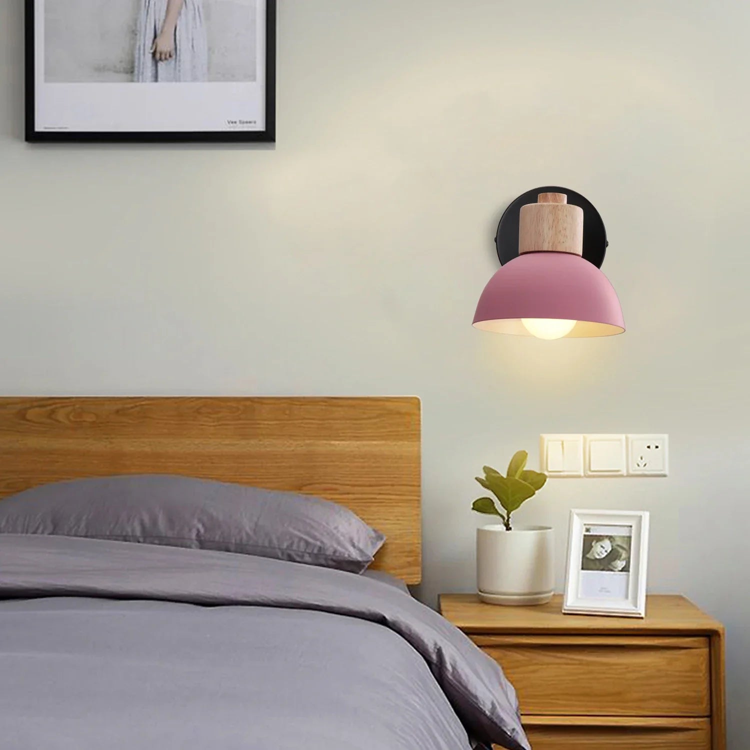 Afralia™ Modern Nordic Wood Wall Lamp Sconce Light LED Indoor Lighting Bedroom Living Room