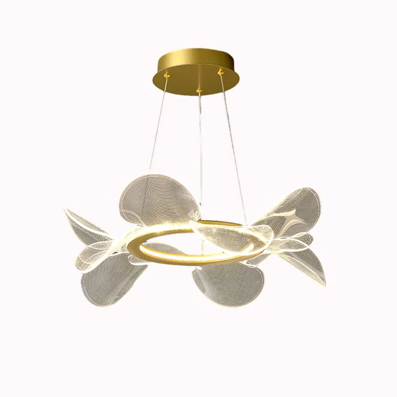 Afralia™ Gold Ring LED Pendant Light with Adjustable Dimming and Clear Acrylic Design