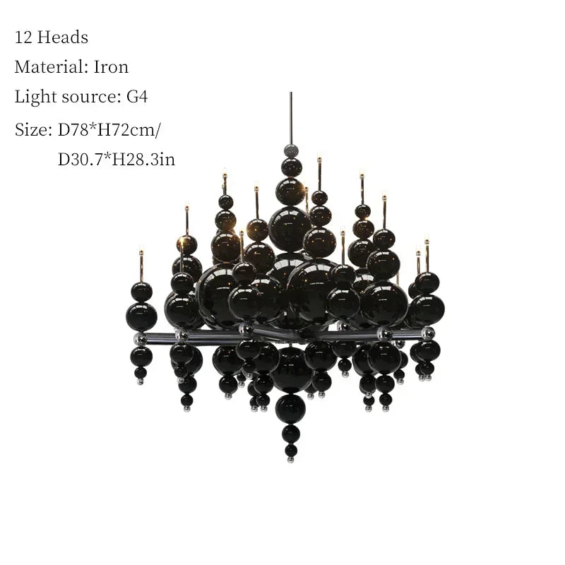 Afralia™ Moon Tears Black Chandelier for Luxury Living Room, Restaurant, Large Dining Table