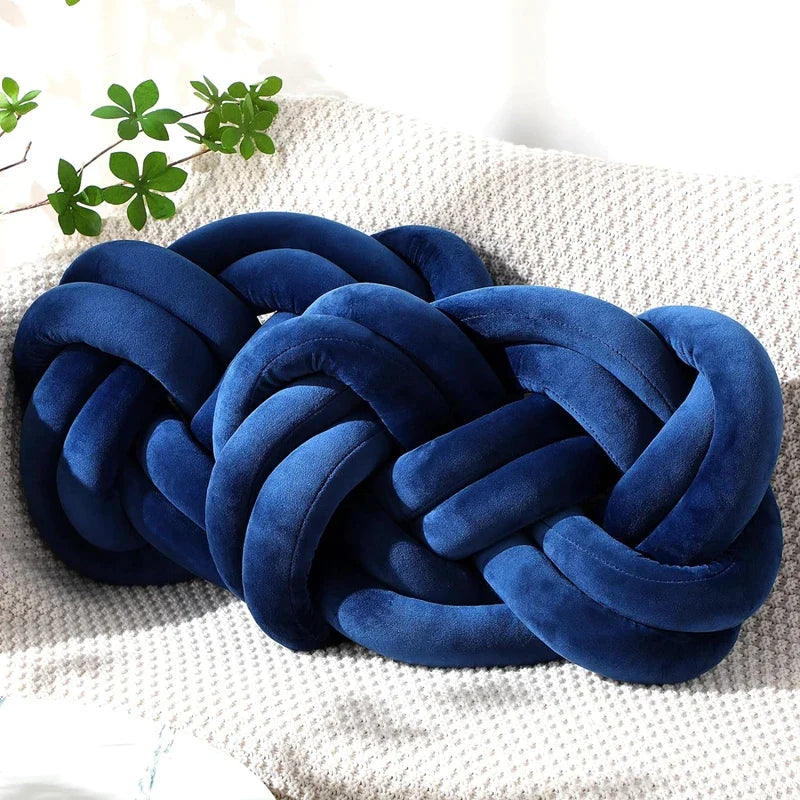 Afralia™ Blue Handmade Knot Throw Pillows for Couch - Soft Decorative Comfort Pillow