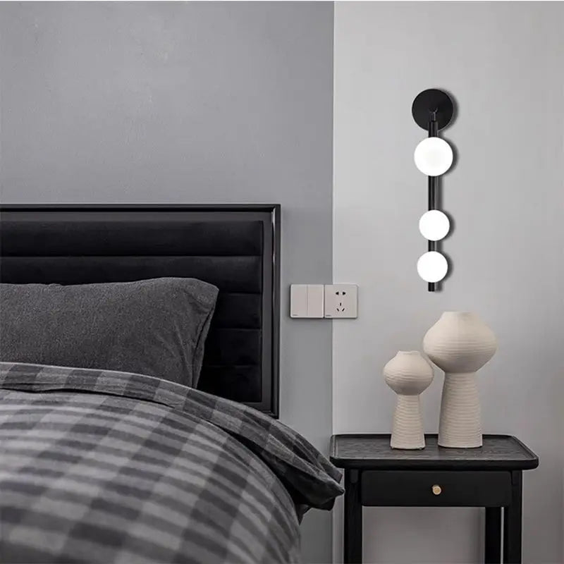 Afralia™ Glass Ball Wall Lights Living Room Coffee Shop Gold Black Pearl Mirror Light