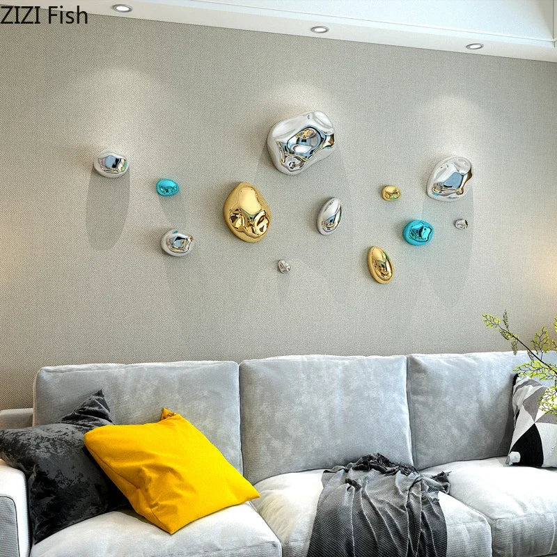 Afralia™ 3D Stone Wall Ornaments: Room Aesthetics & Decoration - Plating Craft Stone Pendants