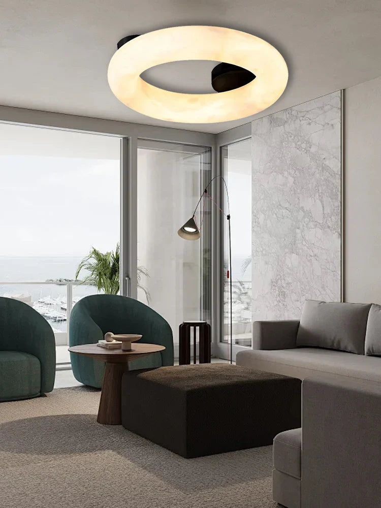 Afralia™ Elegant Alabaster Marble Ceiling Chandelier for Living Room Bedroom