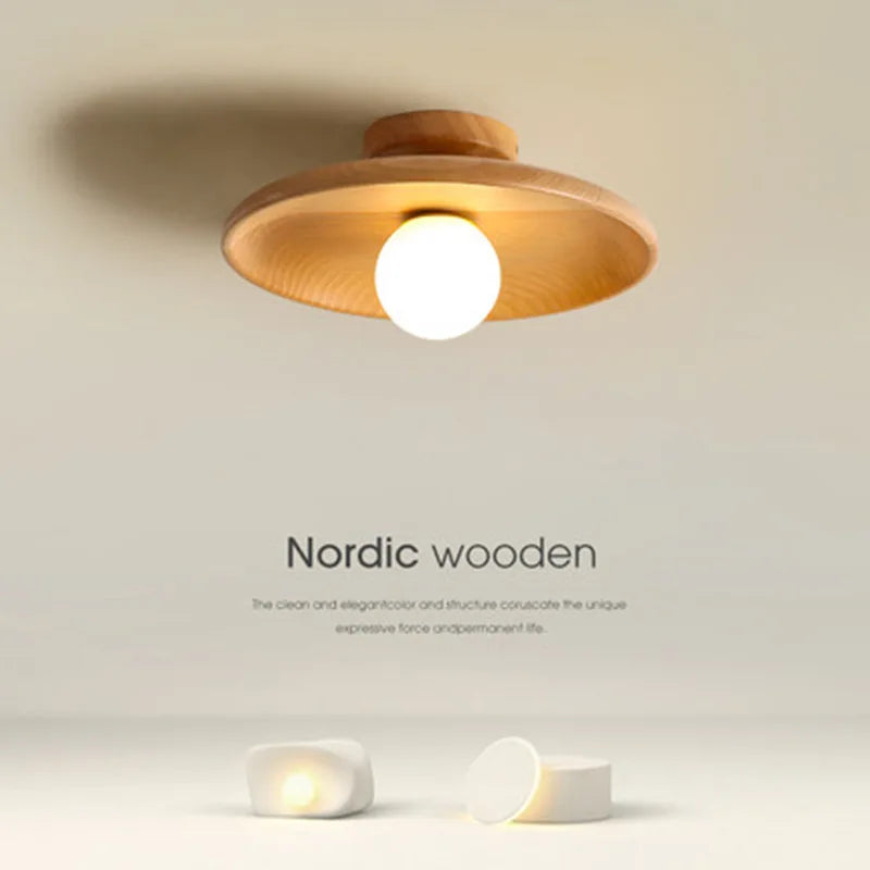Afralia™ Wooden Disc LED Ceiling Lamp for Corridor, Living Room, Entrance, Balcony