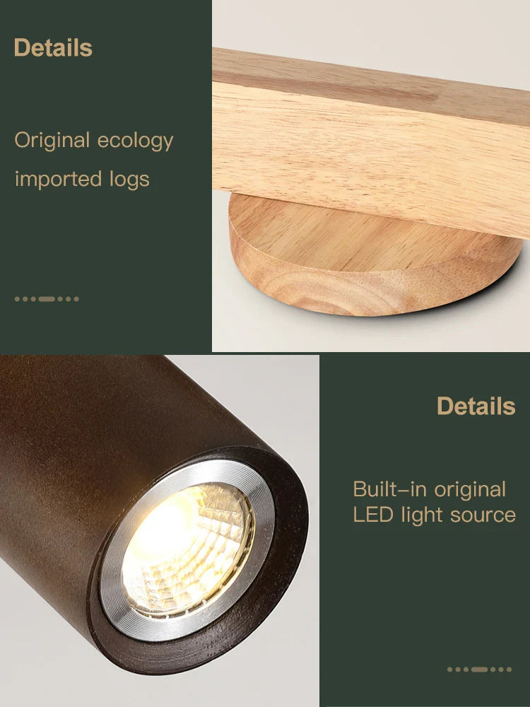 Afralia™ Wood Grain LED Ceiling Chandelier Spotlight for Living Room Bedroom Kitchen Fixture