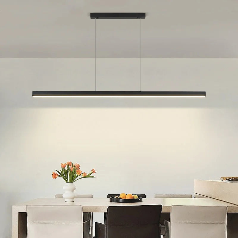 Afralia™ Modern Straight Pendant LED Light - Minimalist Painted Aluminium Chandelier