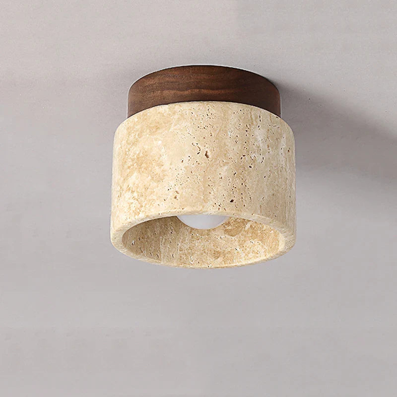 Afralia™ Yellow Stone Decor Ceiling Lamp for Lobby and Hotel Room Travertine Lights