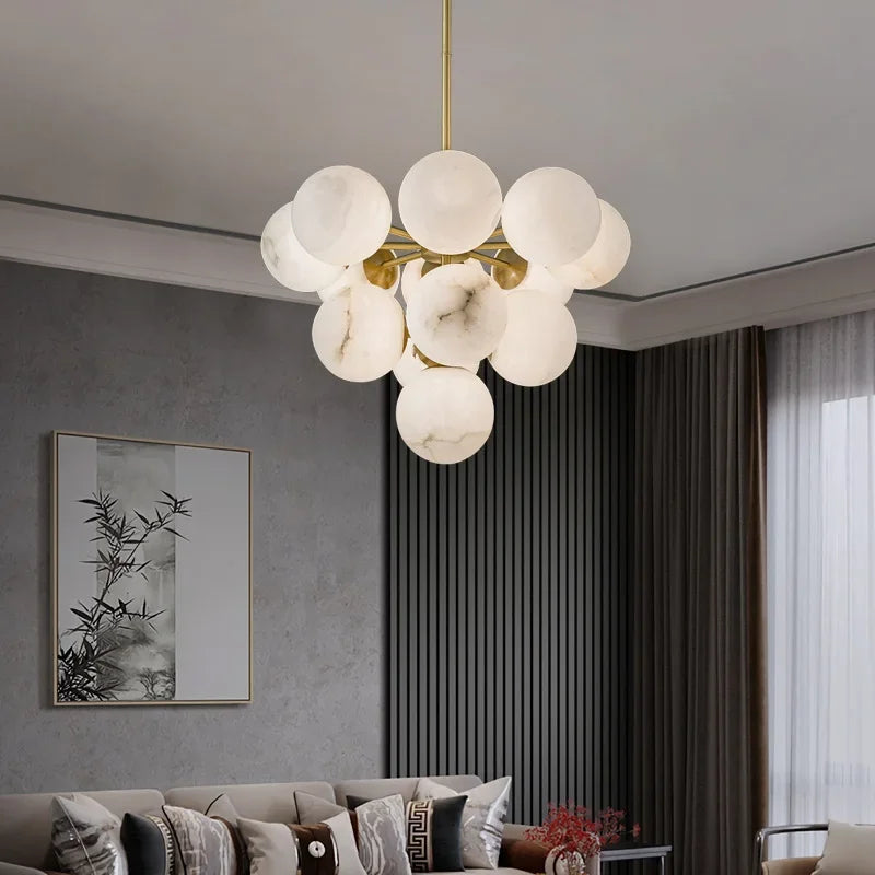 Afralia™ Copper Marble Pendant Light: Modern LED Hanging Lamp for Dining Room