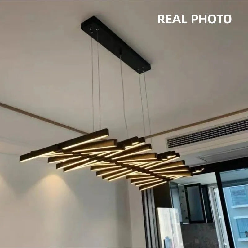 Afralia™ Modern Luxury LED Chandelier Adjustable Pendant Light Black/White Metal