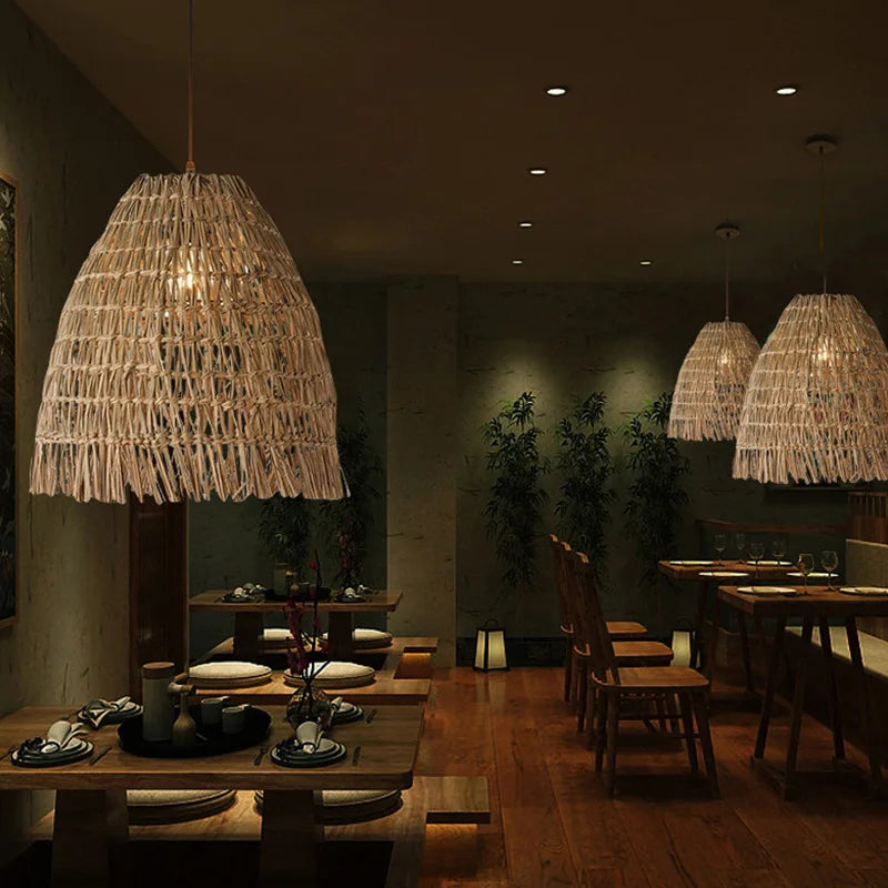 Afralia™ Rattan Weave Pendant Light - Handcrafted Wicker Chandelier for Home Decor
