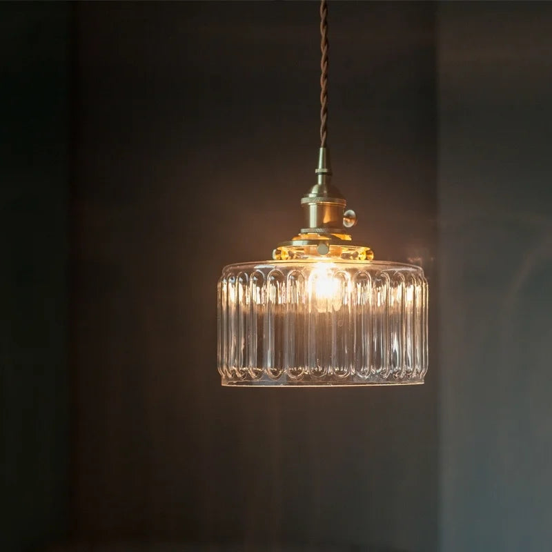 Afralia™ Clear Glass LED Copper Pendant Lighting for Minimalist Decor