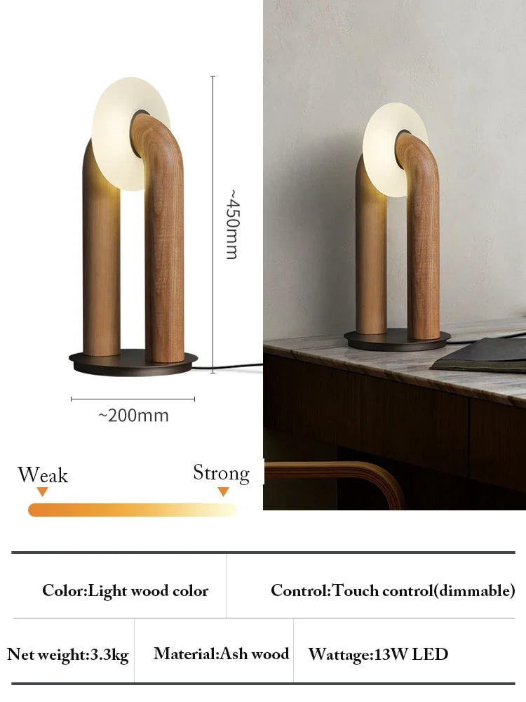 Afralia™ Vintage Wood Table Lamp | Dimmable Touch Bedside Lamp for Bedroom and Living Room