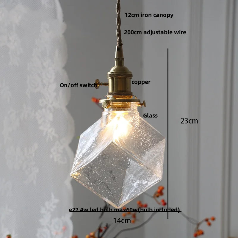 Afralia™ Bubble Glass Ball LED Pendant Lamp with Copper Knob Switch - Nordic Modern Home Decor