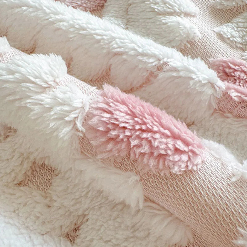 Afralia™ Geometric Jacquard Taff Velvet Blanket Lamb Wool Warm Nap Bed Sheets