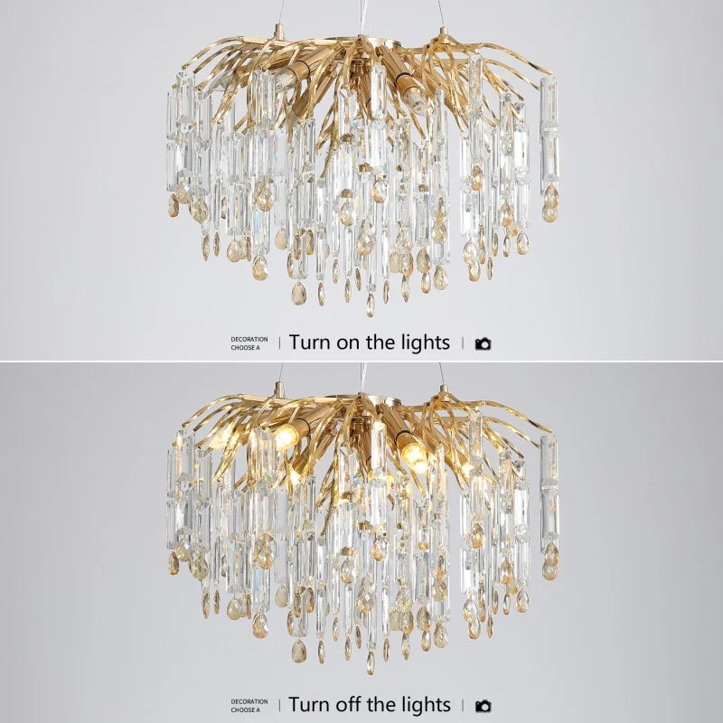 Afralia™ Crystal Pendant Chandelier for Living Room, Bedroom, and Dining Table