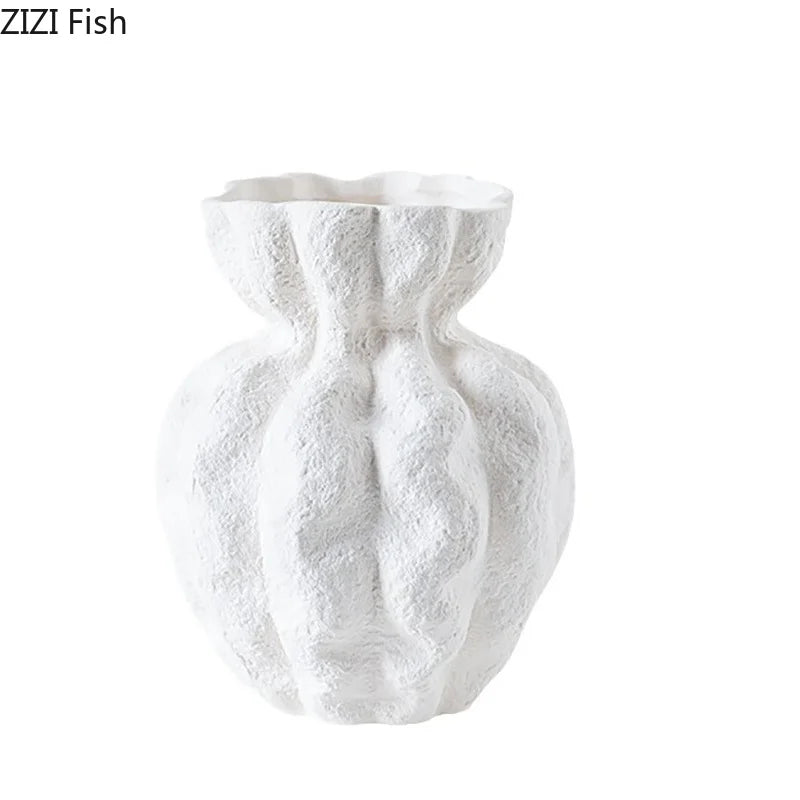 Afralia™ Flower Bud Ceramic Vase | Artificial Floral Arrangement Desk Decoration
