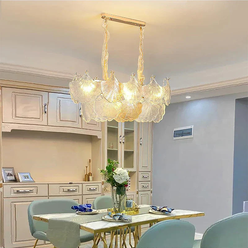 Afralia™ LED Dimmable Shell Ceiling Chandelier - Modern Round Hanging Lamp
