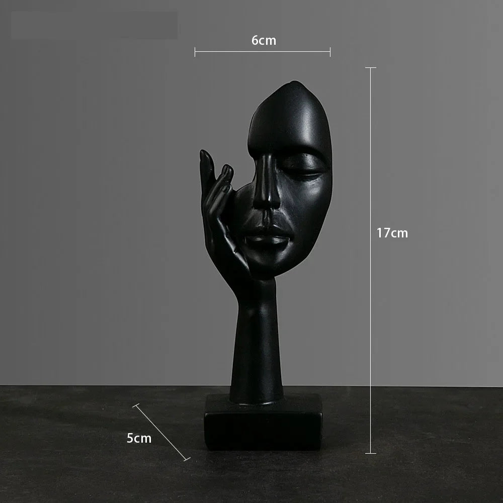 Afralia™ Resin Abstract Mask Statues Mini Figurines for Home Office Decor