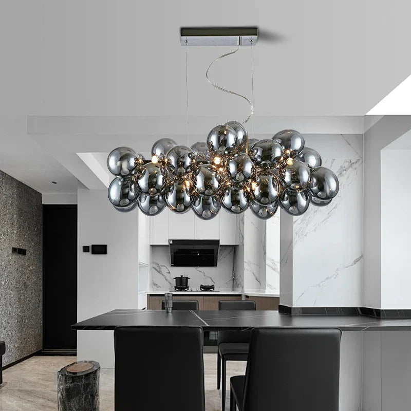 Afralia™ Smoky Gray Grape Glass Chandelier - Modern Dining Room Decor