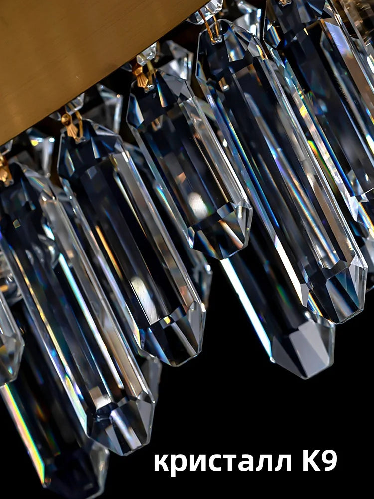 Afralia™ Gold Crystal Chandelier: Dimmable Modern Ceiling Light for Dining Living Room Kitchen Island