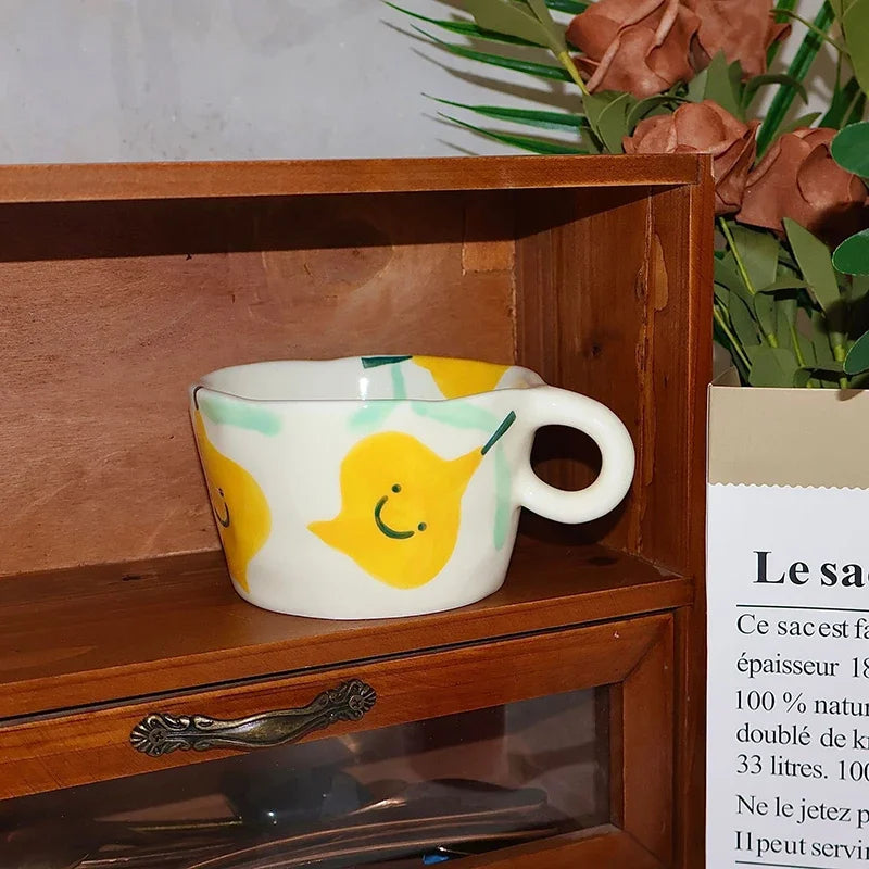 Afralia™ Cartoon Pattern Ceramic Coffee Mug Creative Cup Tea Teacup Juice Container