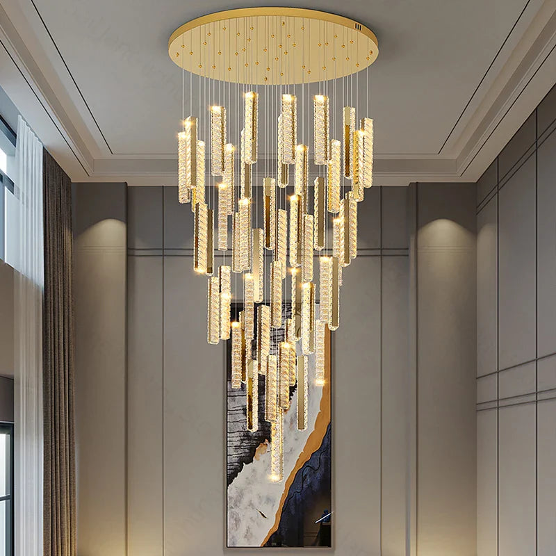 Afralia™ Crystal Chandelier LED Mezzanine Dining Room Lighting