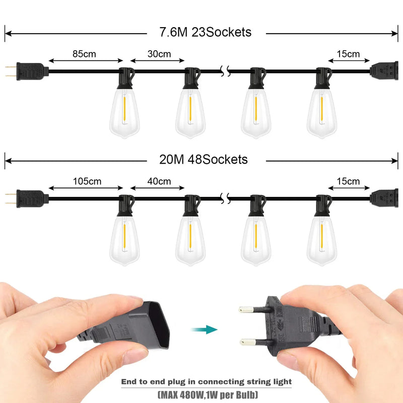 Afralia™ Shatterproof Garland String Lights - Connectable Outdoor Fairy Light Chain