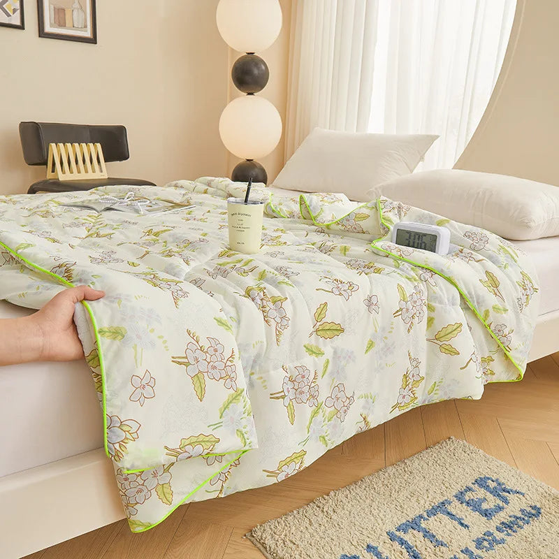 Afralia™ Floral Pattern Thin Cooling Quilt for Spring Summer Comfort.