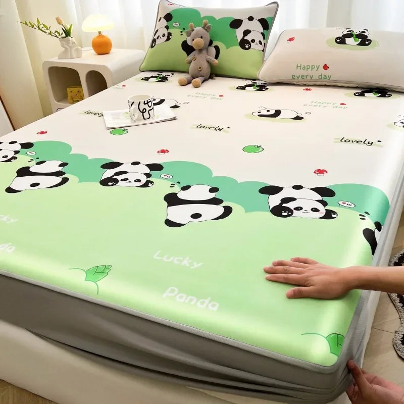 Afralia™ Cooling Ice Silk Mattress - 3Pcs, High Quality, Simple Pattern, Anti-Wrinkles.