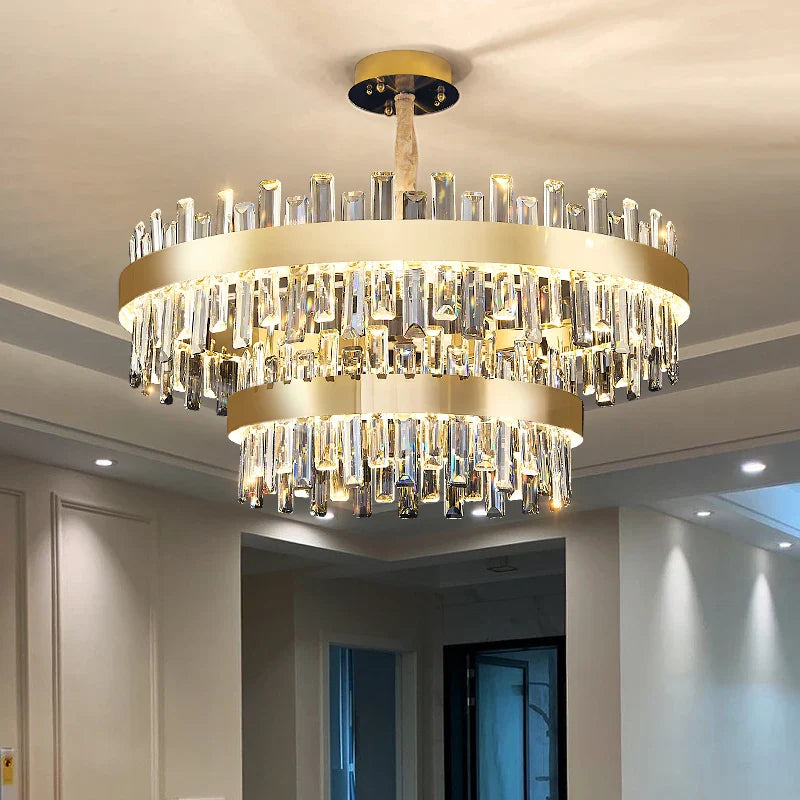Afralia™ Crystal Chandelier for Living Room Bedroom Dining - Energy-saving Light Luxury Lamps