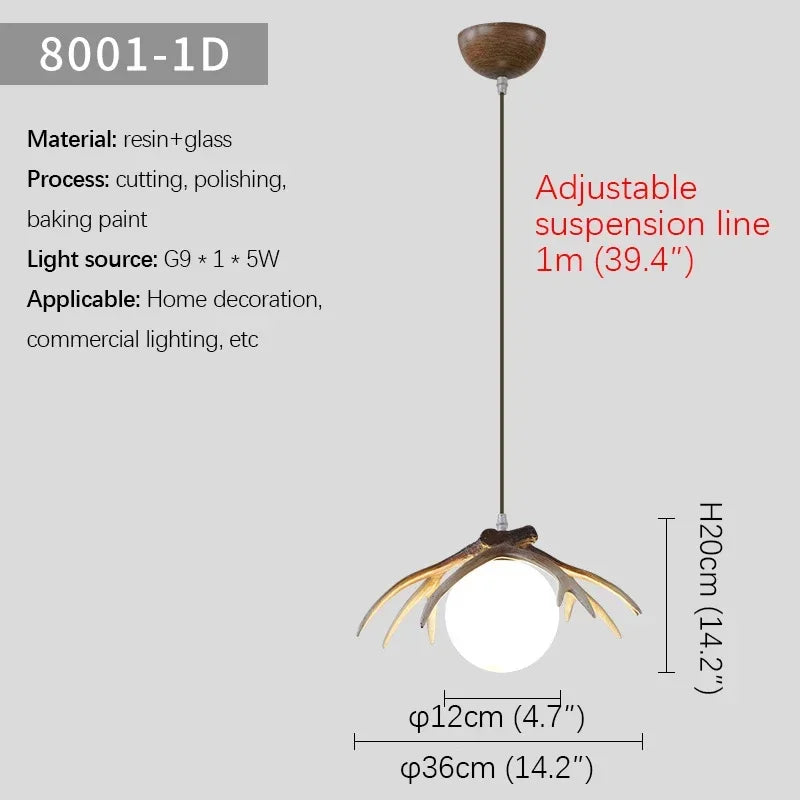 Afralia™ Nordic Antlers Chandelier for Restaurant Bar Cafe Homestay Wooden House Decor