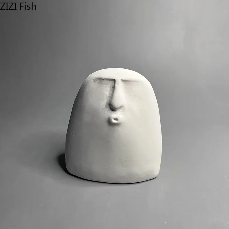 Afralia™ Stone Human Face Sculpture Decoration for Desk Ornaments & Room Aesthetic