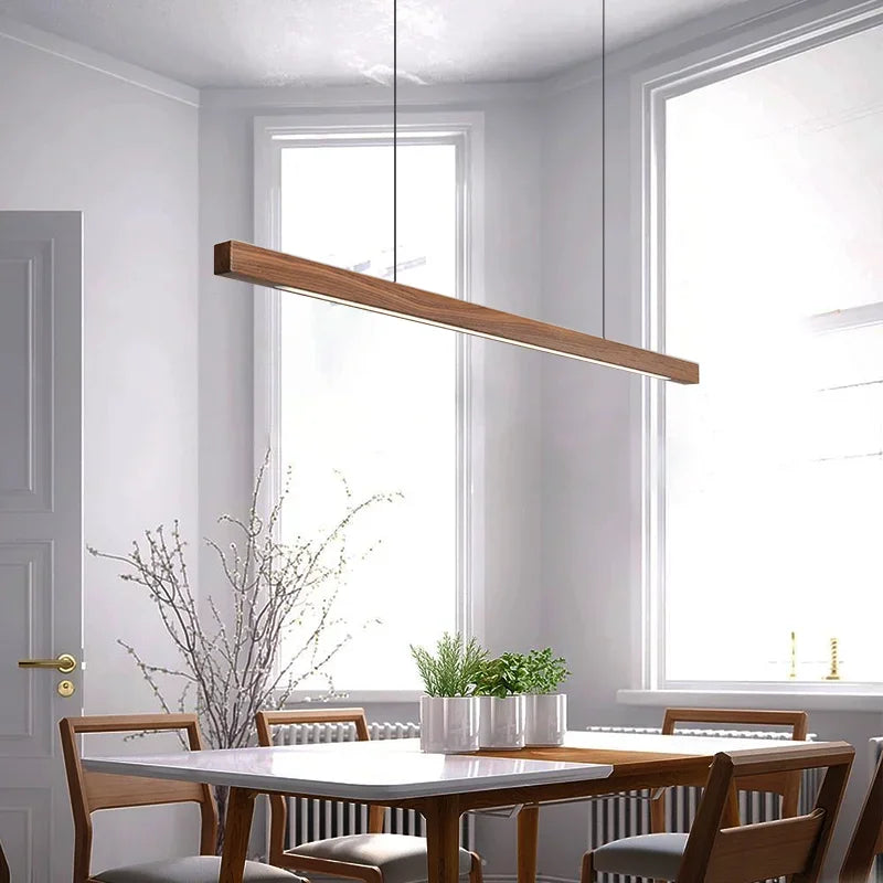 Afralia™ Black Walnut Dining Pendant Light: Simple Log Strip Design for Dining Room, Office