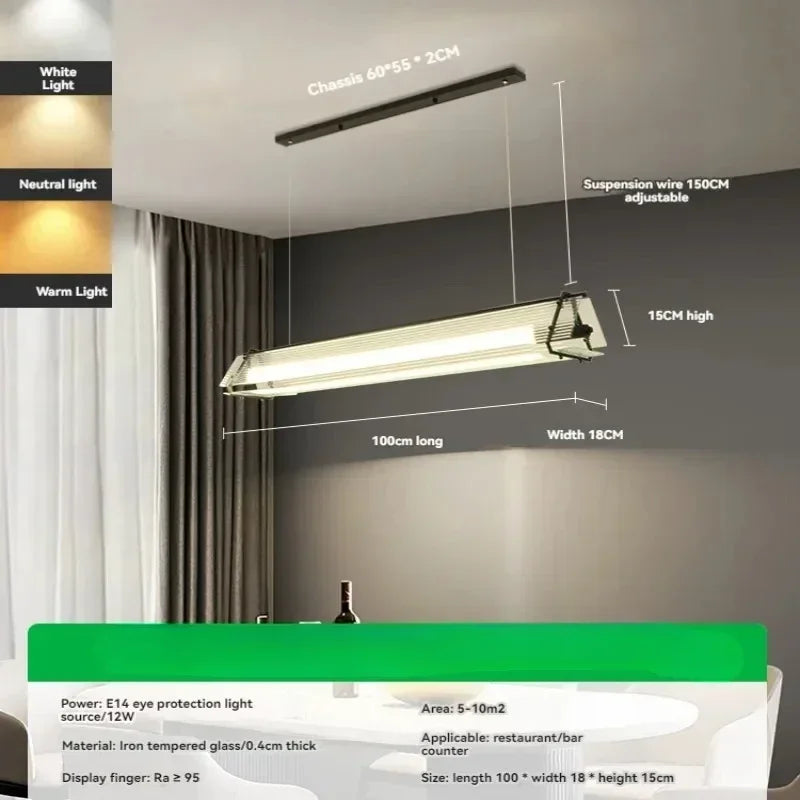 Afralia™ Glass LED Tube Chandelier Pendant - Nordic Style for Dining Room, Kitchen, Living Room