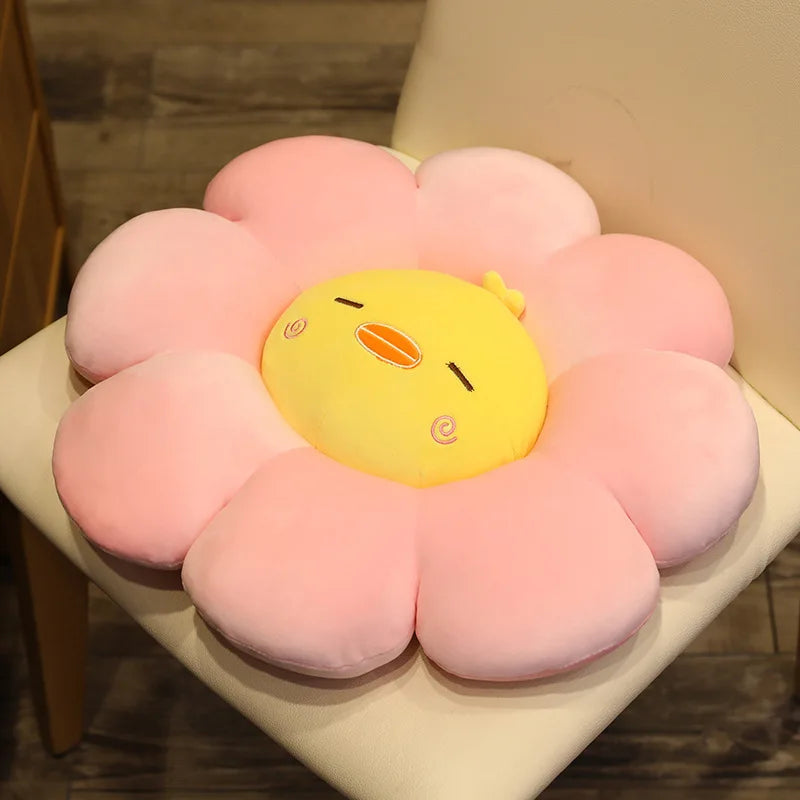 Afralia™ Sun Flower Plush Chair Cushion - Soft Cartoon Throw Pillow