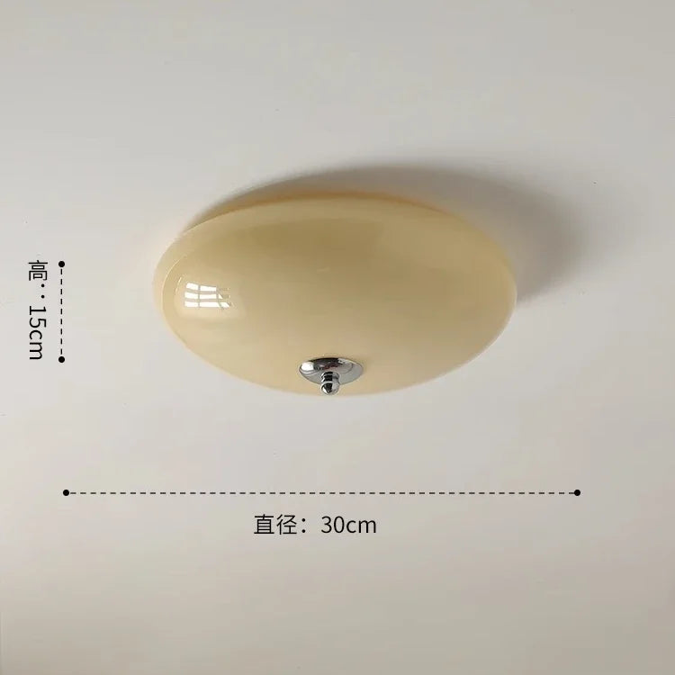 Afralia™ Cream Glass Round Ceiling Lights | Modern LED Indoor Lighting | Bedroom Study Balcony Lighting