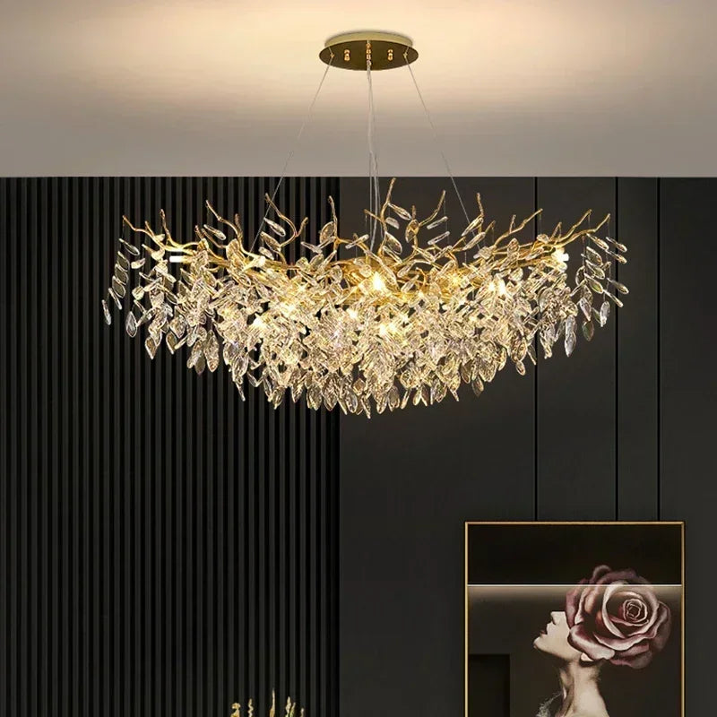 Afralia™ Modern Minimalist Crystal LED Chandelier for Luxury Living Room
